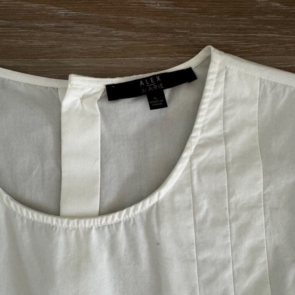 Alex Marie | Pin Tuck Sleeveless Cotton Blouse size L - Picture 3 of 3